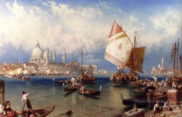  victoriana Pintura Art%c3%adstica - Un día de mercado en la Giudecca Venecia victoriana Myles Birket Foster